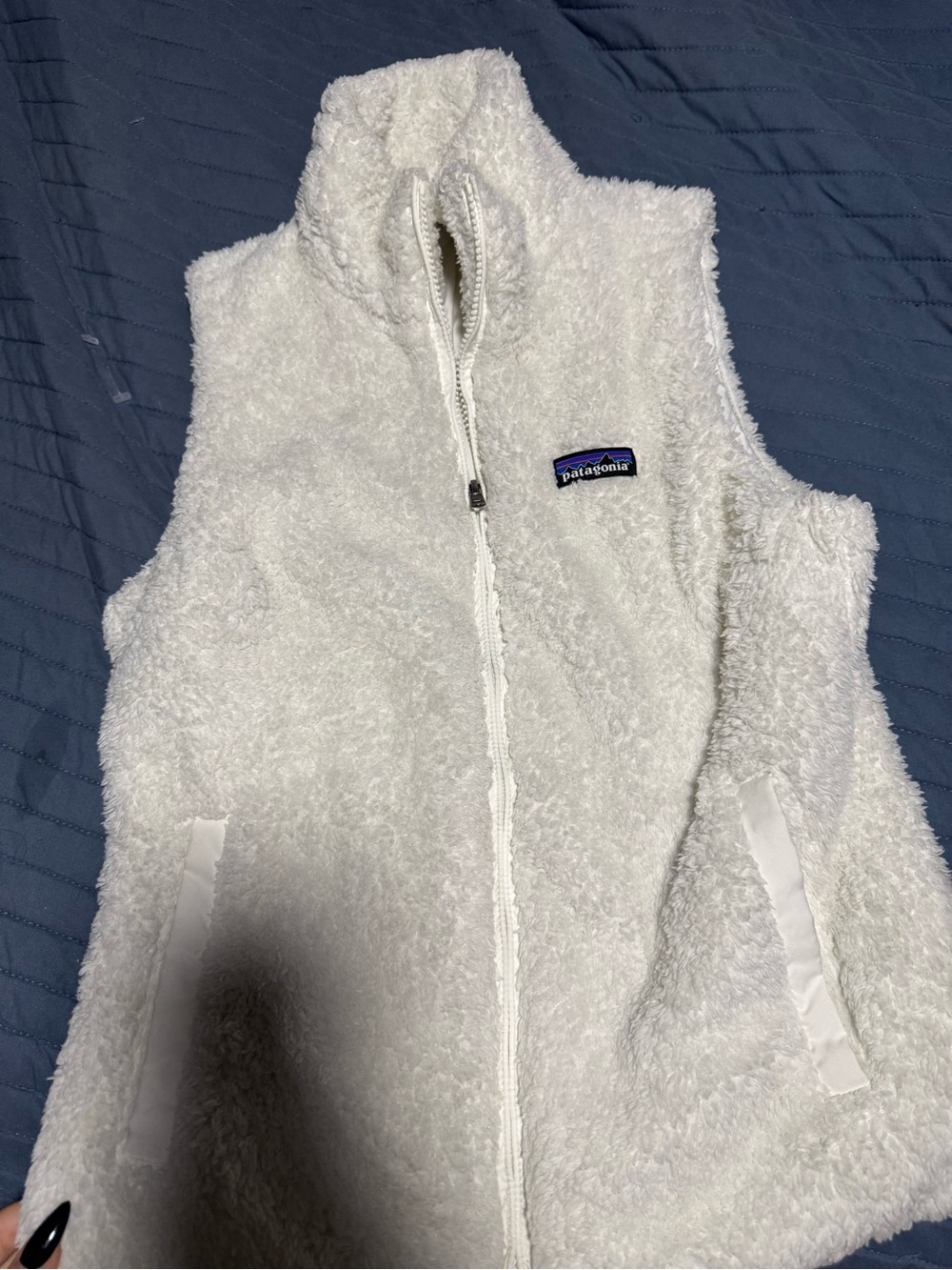 Patagonia White Sherpa Fleece Vest with Full Zip